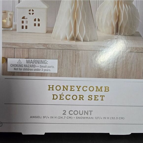 NWT Target 2024 2pc Paper Honeycomb Snowman and Angel Christmas Figurine Set - Picture 5 of 5